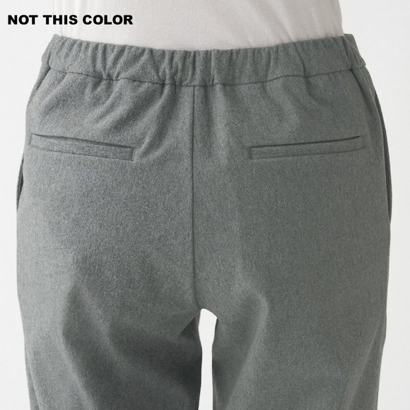 Muji Women Organic Cotton Stretch Brushed Cloth Tapered Pants Dar Gray Small - Picture 7 of 8